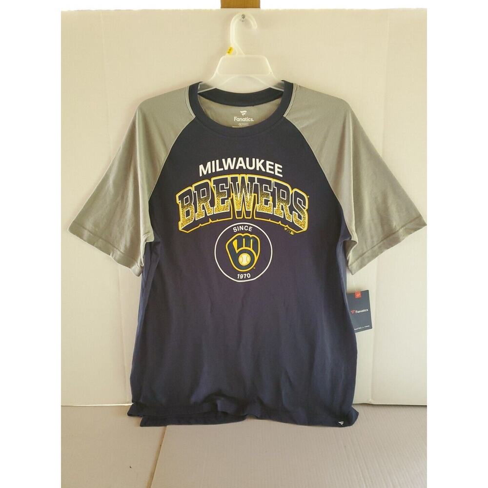 Fanatics Milwaukee Brewers Since 1970 T-Shirt XL/Tall Gray Sleeves Blue Body
